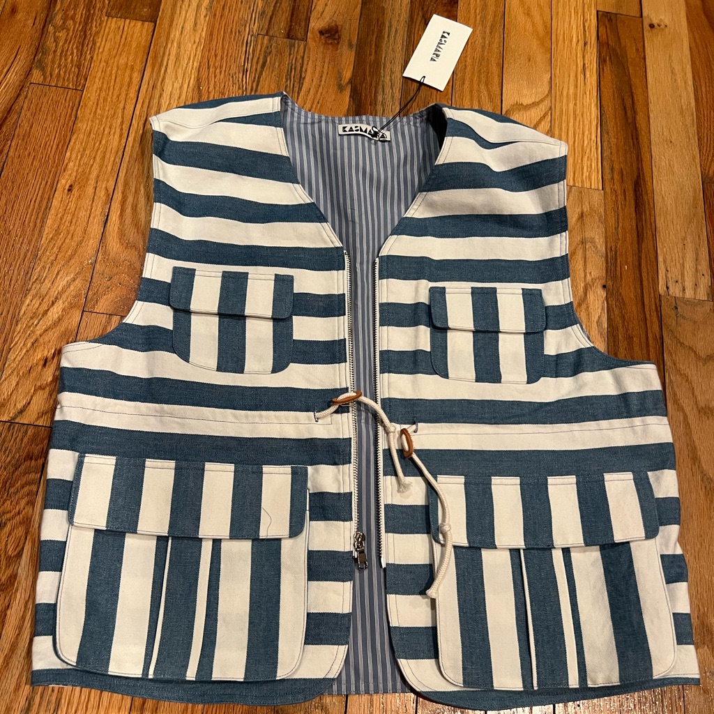 Kasmaria Kas Maria Cotton Linen Stripe Cargo Vest